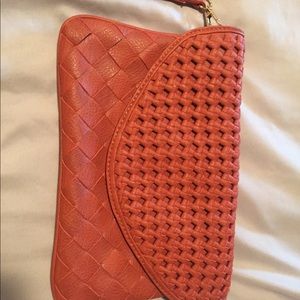 Urban Expressions Orange Woven Leather Clutch